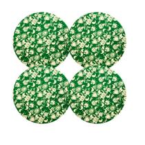 Kit 4 Capas de Sousplat Redondo Verde floral - 35x35 cm