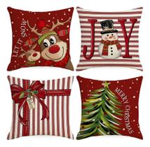 Kit 4 Capas Decorativas Almofadas Tema Natalino Feliz Natal Kit 4 Capas Decorativas Almofadas Tema Natalino Feliz Natal