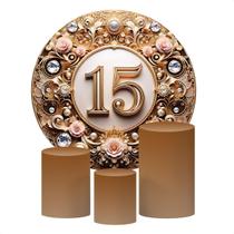 Kit 4 Capas Decorativas Para Festa de 15 Anos Sublimado Várias Estampas Tecido Premium Para Festas, Eventos e Datas Comemorativas.