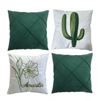 Kit 4 Capas e Refil de Almofada Estampadas Decorativas para Sala Conforto e Sofá Verde Kit 4 Capas e Refil de Almofada Estampadas Decorativas para Sala Conforto e Sofá Verde