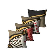 Kit 4 Capas p/Almofadas Premium Cetim Cartas Colorida 45x45