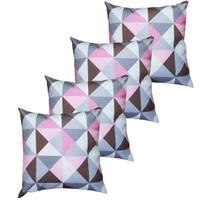 Kit 4 Capas Para Almofada 45 cm x 45 cm Suede Triângulo Rosa Kit 4 Capas Para Almofada 45 cm x 45 cm Suede Triângulo Rosa