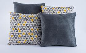 Kit 4 Capas Para Almofada Decorativa 45cm X 45cm Com Ziper Triangulo Amarelo