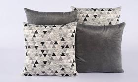 Kit 4 Capas Para Almofada Decorativa 45cm X 45cm Com Ziper Triangulo Cinza