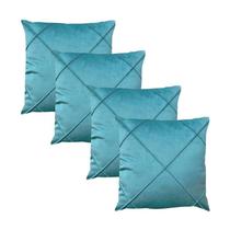 Kit 4 Capas para Almofada Drapeada em Veludo Quadrada Várias Cores