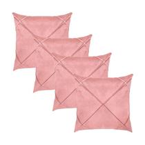 Kit 4 Capas para Almofada Drapeada em Veludo Quadrada Várias Cores