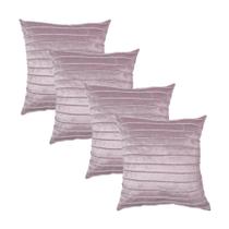 Kit 4 Capas para Almofada Drapeada Line em Veludo Quadrada Várias Cores