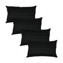 Kit 4 Capas para Almofada Drapeada Line em Veludo Retangular Várias Cores