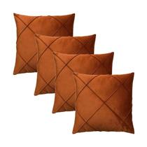 Kit 4 Capas para Almofada Drapeada Veludo Quadrada Com Enchimento Várias Cores