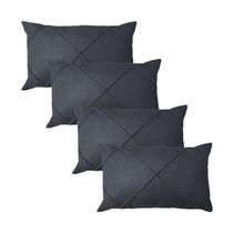 Kit 4 Capas para Almofada em Veludo Drapeada 50x30 com Enchimento 55x35 Várias Cores
