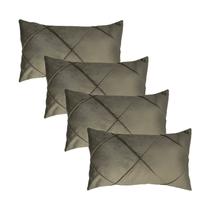 Kit 4 Capas para Almofada em Veludo Drapeada 60x40 Com Enchimento Várias Cores