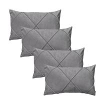 Kit 4 Capas para Almofada em Veludo Drapeada 60x40 Com Enchimento Várias Cores