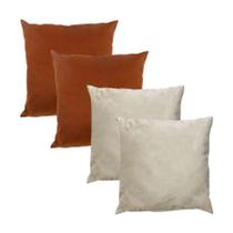Kit 4 Capas para Almofada em Veludo Liso Quadrada 60x60 Várias Cores