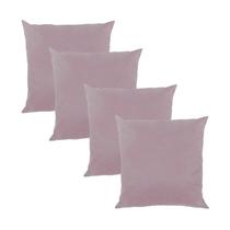 Kit 4 Capas para Almofada em Veludo Liso Quadrada Várias Cores