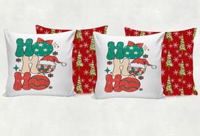 Kit 4 Capas para Almofada Natal Merry Christmas Papai Noel Decoração Natalina Divertida - Primus