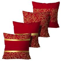 Kit 4 Capas Para Almofadas Arabesco Dourado Vermelho 45x45cm Kit 4 Capas Para Almofadas Arabesco Dourado Vermelho 45x45cm
