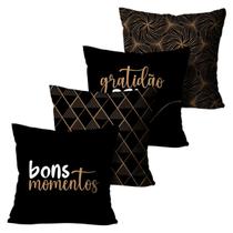 Kit 4 Capas Para Almofadas Decorativas Bons Momentos 45X45cm