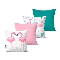 Kit 4 Capas Para Almofadas Decorativas Flamingo - Decoriza
