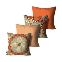 Kit 4 Capas Para Almofadas Mandala Coloridas Mdecore 45x45