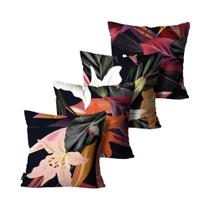 Kit 4 Capas para Almofadas Mdecore Floral Colorido 45x45