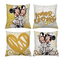 Kit 4 Capas Para Almofadas Mickey e Minnie Disney Decoração