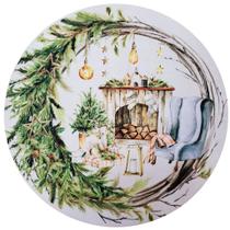 Kit 4 Capas Sousplat Noite Feliz Lareira Natal 35cmx35cm