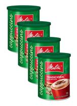 Kit 4 cappuccino solúvel tradicional melitta lata 200g