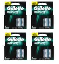 Kit 4 Carga Aparelho Barbear Gillette Mach3 2 Un- Gillette