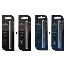 Kit 4 Cargas Para Caneta Crown Roller - Ca22007 Azul Preta