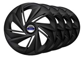 Kit 4 Carlota Esportiva Aro 13 Ford Fiesta Ka Jogo Calota Preto Fosco Focus