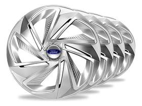 Kit 4 Carlota Esportiva Aro 14 Nitro Ford Ka Fiesta Jogo Calotas Prata Focus