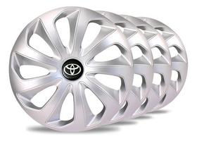 Kit 4 Carlota Esportiva Aro 14 Prata Toyota Etios Jogo Calota Corolla