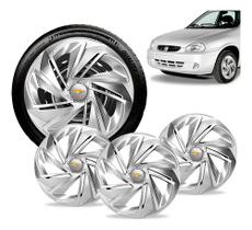 Kit 4 Carlota Esportiva Prata Aro 13 Chevrolet Corsinha Celta Jogo Calota Gm Prisma