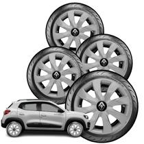 Kit 4 Carlotas Prime Aro 14 Clio Logan Sandero Prata Kit 4 Carlotas Prime Aro 14 Clio Logan Sandero Prata