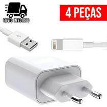 Kit 4 Carregador Rapido Tipo IP USB com Cabo Super Rapido 2.4A