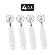 Kit 4 carretilha 18 cm em zamak - cabo polipropileno branco