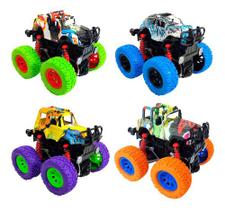 Kit 4 Carrinho Monster Truck Fricção Color Pick Up Hip Hot Cor Coloridos