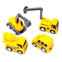 Kit 4 Carrinhos Caminhão Fricção Rodas De Borracha Brinquedo