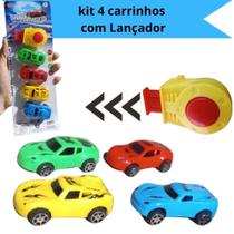 Kit 4 Carrinhos de Plástico com Lançador - Brincadeira Empolgante e Divertida Brinquedo Criança Kit 4 Carrinhos de Plástico com Lançador - Brincadeira Empolgante e Divertida Brinquedo Criança