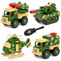 Kit 4 Carrinhos Educativos de Montar e Desmontar do Exército Kit 4 Carrinhos Educativos de Montar e Desmontar do Exército