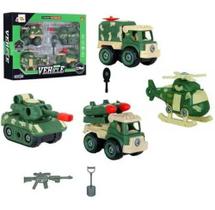Kit 4 Carrinhos Militar Helicóptero Tanque Monta Desmonta. Kit 4 Carrinhos Militar Helicóptero Tanque Monta Desmonta.