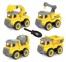 Kit 4 carrinhos monta desmonta didático construção brinquedo presente