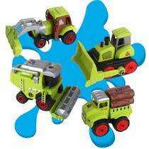 Kit 4 Carrinhos Monta E Desmonta Didático Com Acessorios