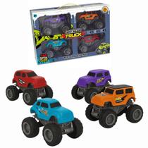 Kit 4 Carrinhos Robusto Monster Truck com Maleta Cores Vibrantes Colorido Kit 4 Carrinhos Robusto Monster Truck com Maleta Cores Vibrantes Colorido