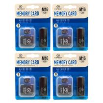 Kit 4 Cartão De Memória 16Gb Classe 10 Com Adaptador Usb E Micro Sd Para Musica Video Foto Rápido Seguro