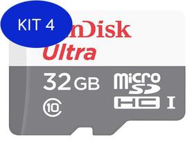 Kit 4 Cartão De Memoria 32gb Micro Sd Cl10 80mb/s Ultra - Sandisk