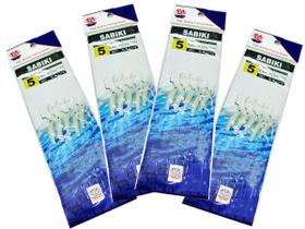 Kit 4 Cartelas C/ 5 Sabiki Camarão Albatroz Fishing 2279 Fluorescente (20 Peças)