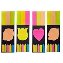 Kit 4 Cartelas de 9 Peças Coloridas Blocos de Notas Autocolantes para Estudos e Trabalho