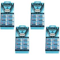 Kit 4 Cartelas Lâmina Para Barbear Feather Platinum 60Un