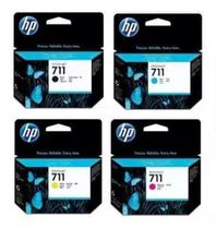 Kit 4 Cartucho HP Original 711 Preto 80ml Color 29ml T120 T520